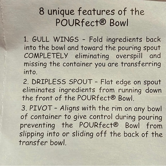 New POURfect Set of 2 Spill Poof Bowls w/Measurements inside of bowl - Picture 8 of 9